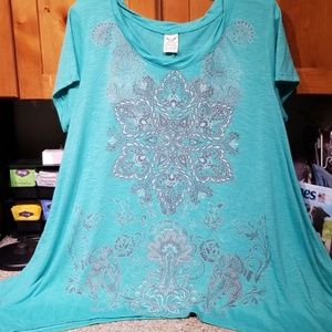 Faded Glory geen shirt w/pattern XL